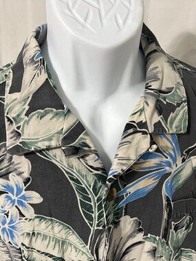 Tommy Bahama Men's XL 🌺 Silk Camp Heritage Tortola Shirt Gray Blue Green EUC